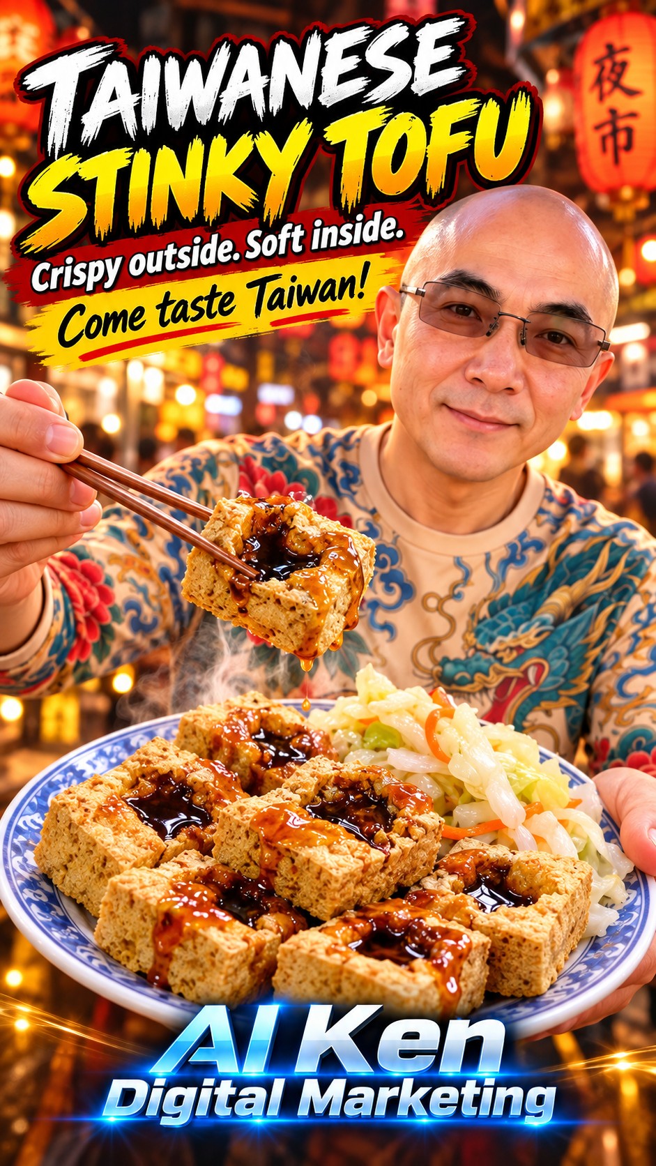 Taiwanese stinky tofu food feature presented by AI Ken Digital Marketing