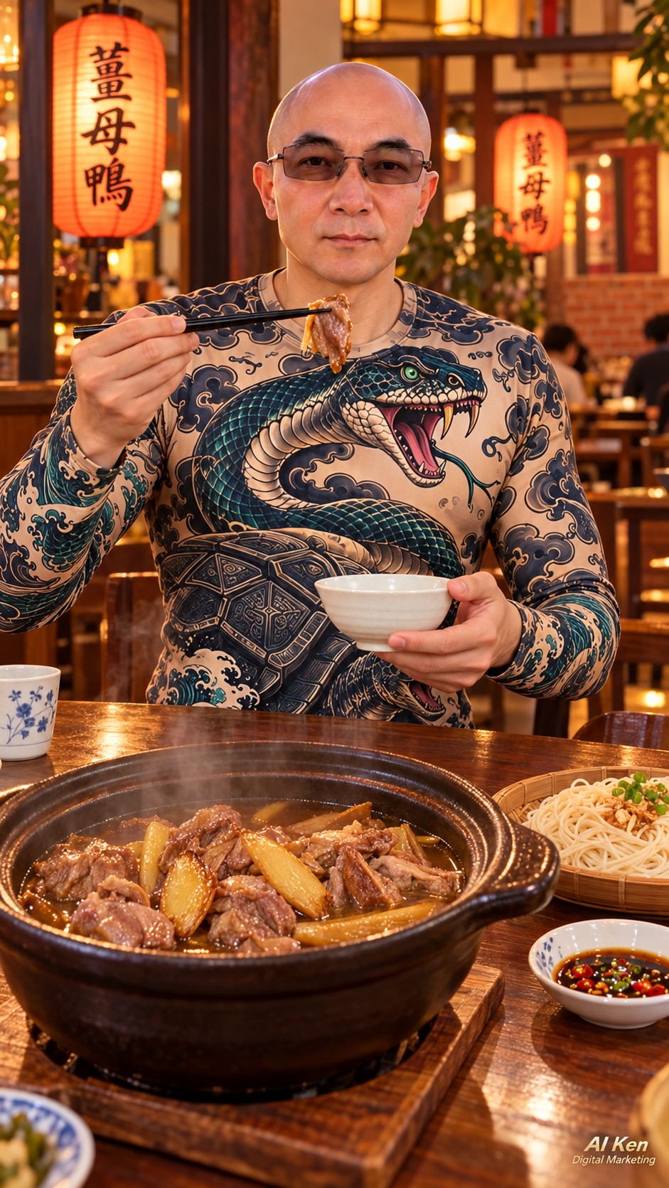 AI-created illustration of Taiwanese ginger duck ingredients and preparation