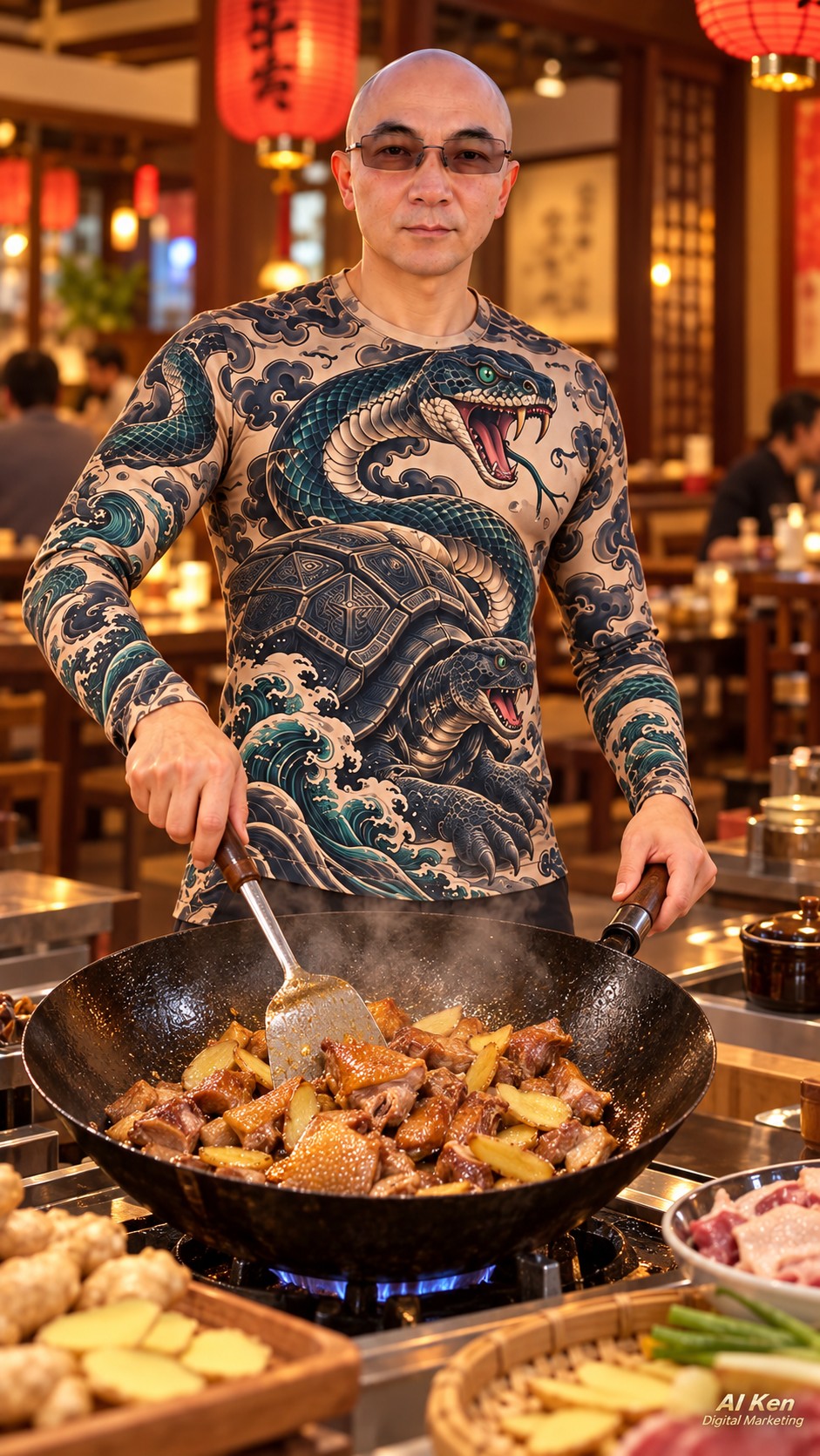 Taiwanese Ginger Duck Hot Pot artwork by AI Ken Digital Marketing