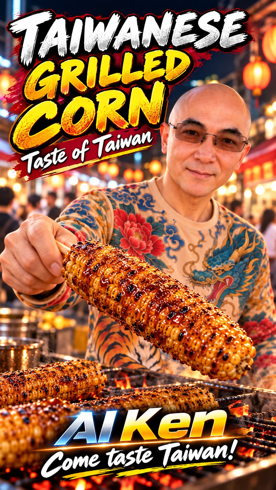 Taiwanese grilled corn food feature presented by AI Ken Digital Marketing