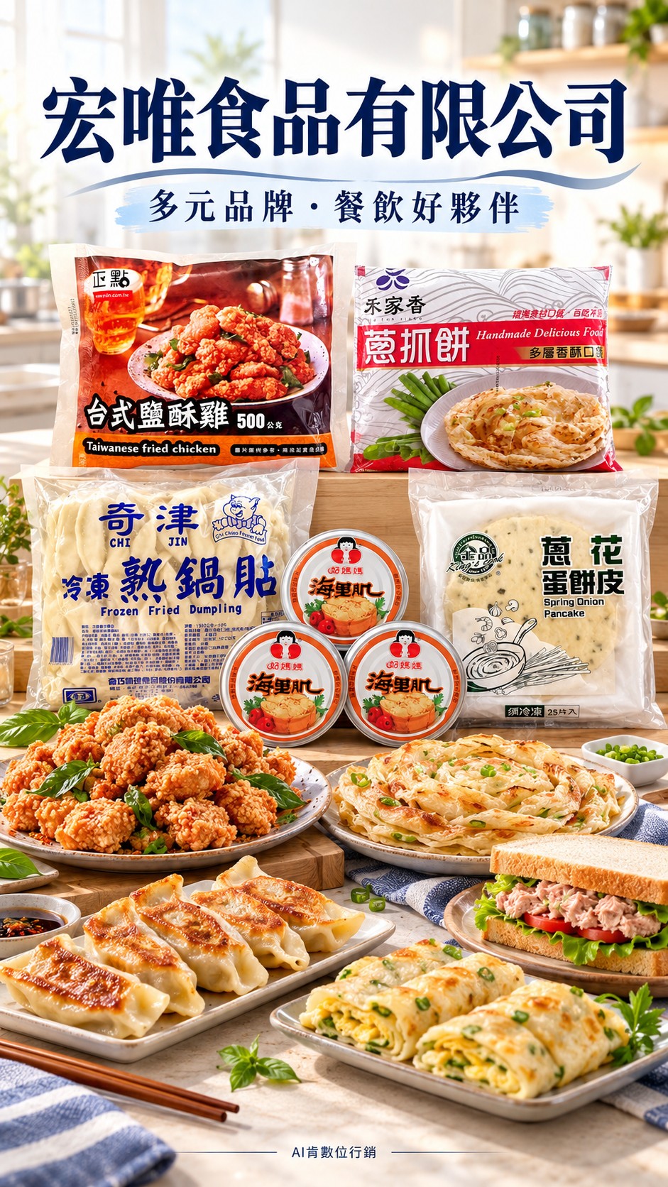 宏唯食品多元食材展示:正點、禾家香、奇津、好媽媽與金品品牌商品