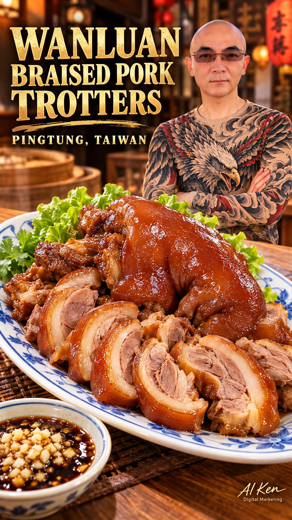 Introducing Wanluan braised pork trotters with sliced pork and garlic dipping sauce