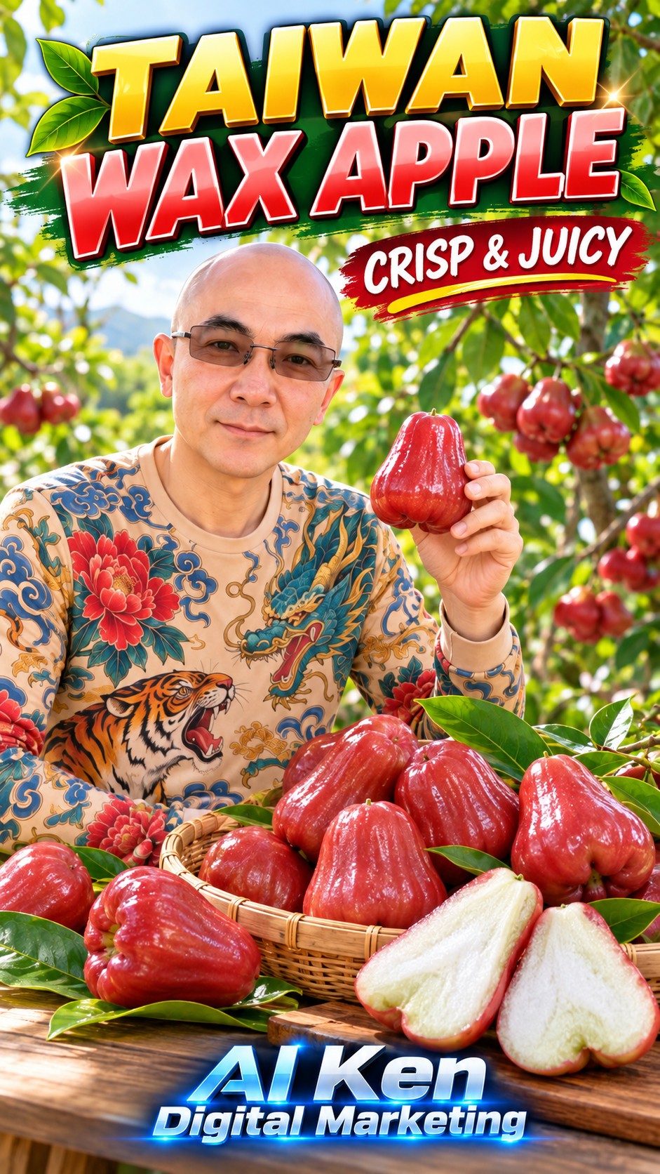 Taiwan wax apple showcase featuring AI Ken
