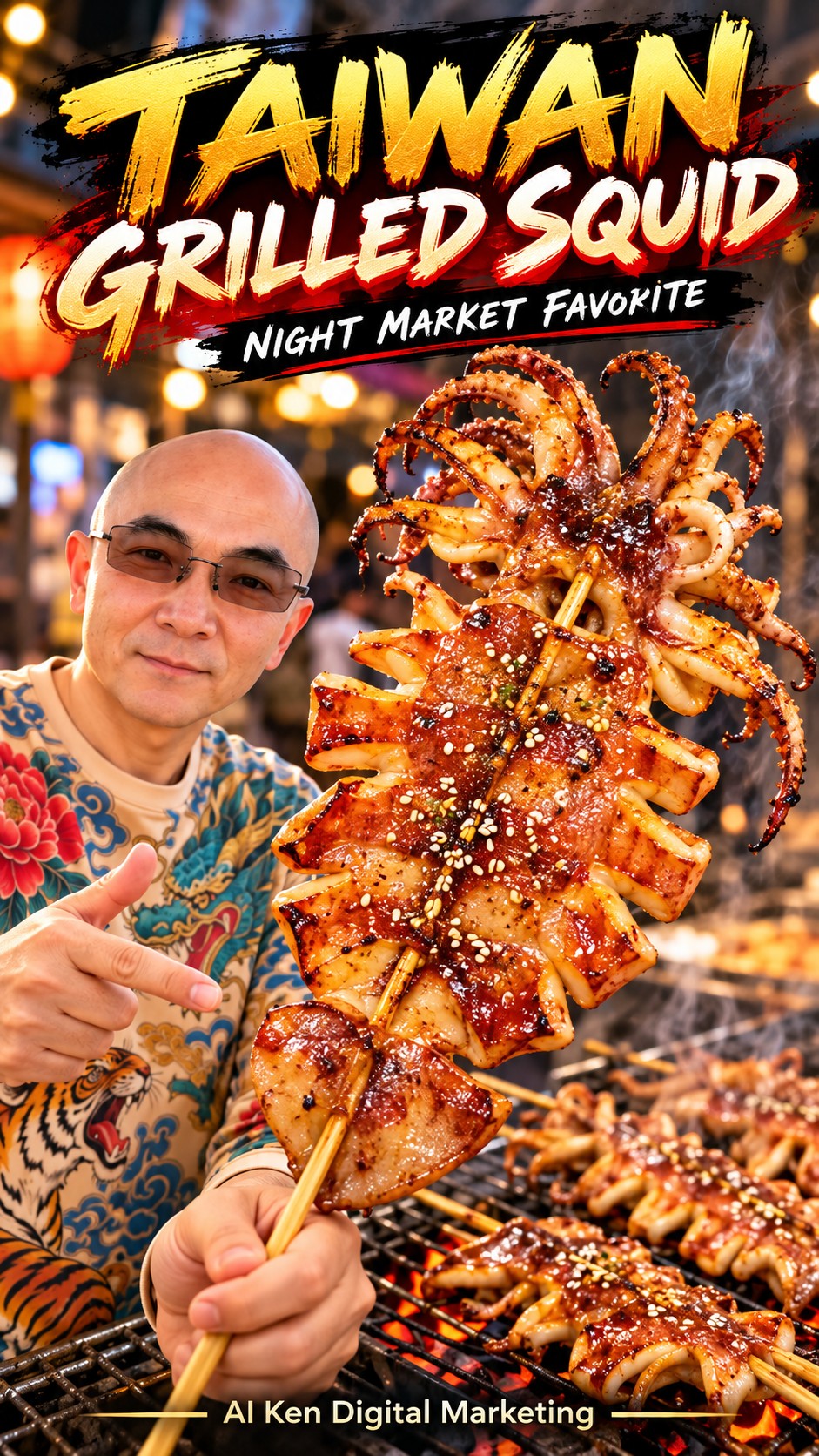 Taiwan grilled squid featured in the Taste of Taiwan food series