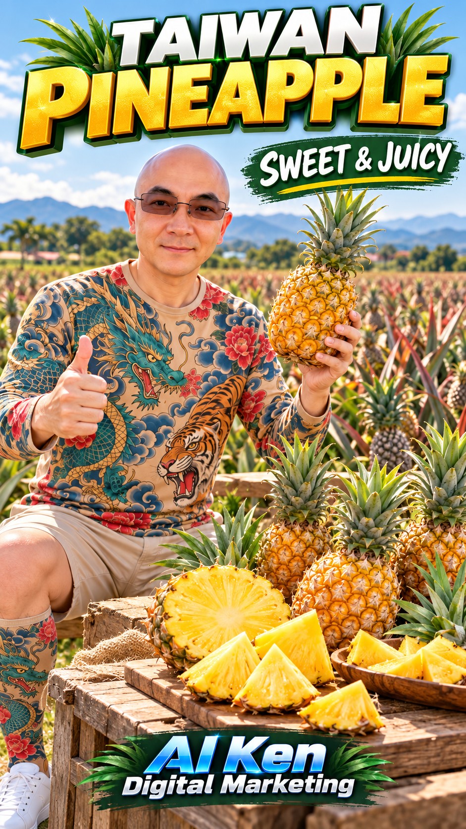 Taiwan pineapple showcase featuring AI Ken