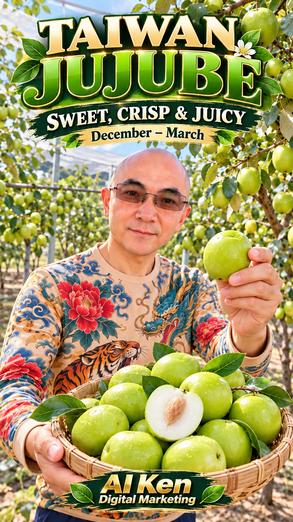 Taiwan green jujube showcase featuring AI Ken