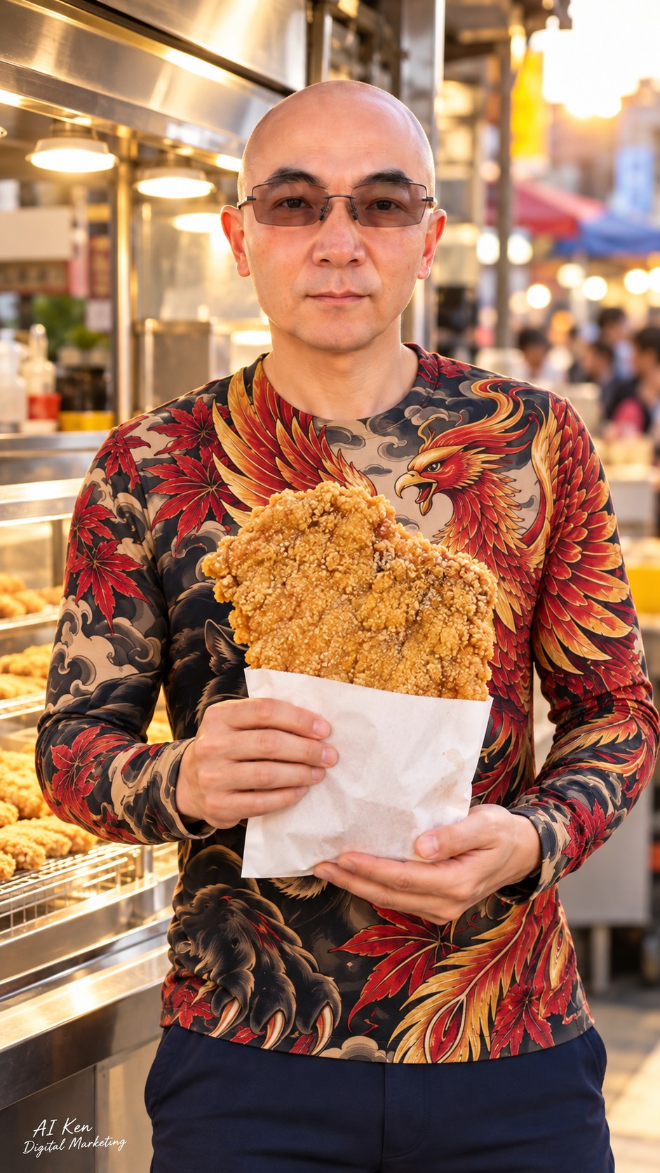 Pepper-salt seasoning sprinkled over a Taiwanese chicken cutlet on a draining rack