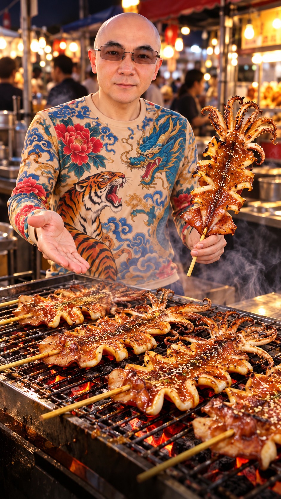 Taiwan grilled squid scene from our night market food introduction
