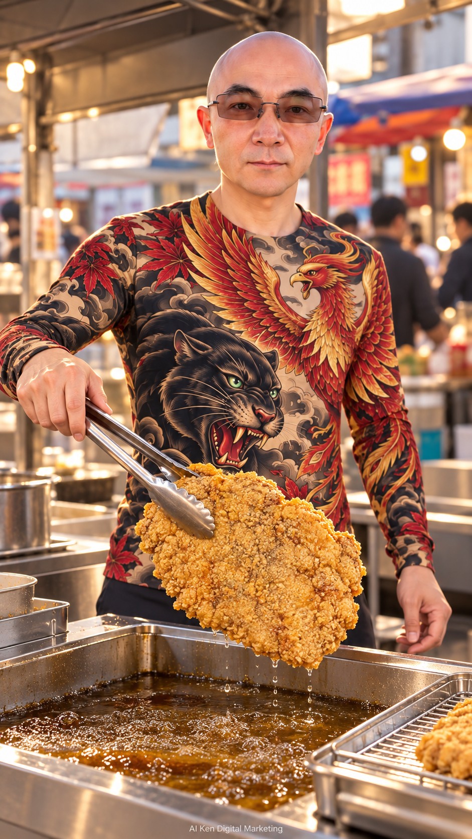 Close-up of Taiwanese fried chicken cutlet showing its golden crust and cooked chicken breast