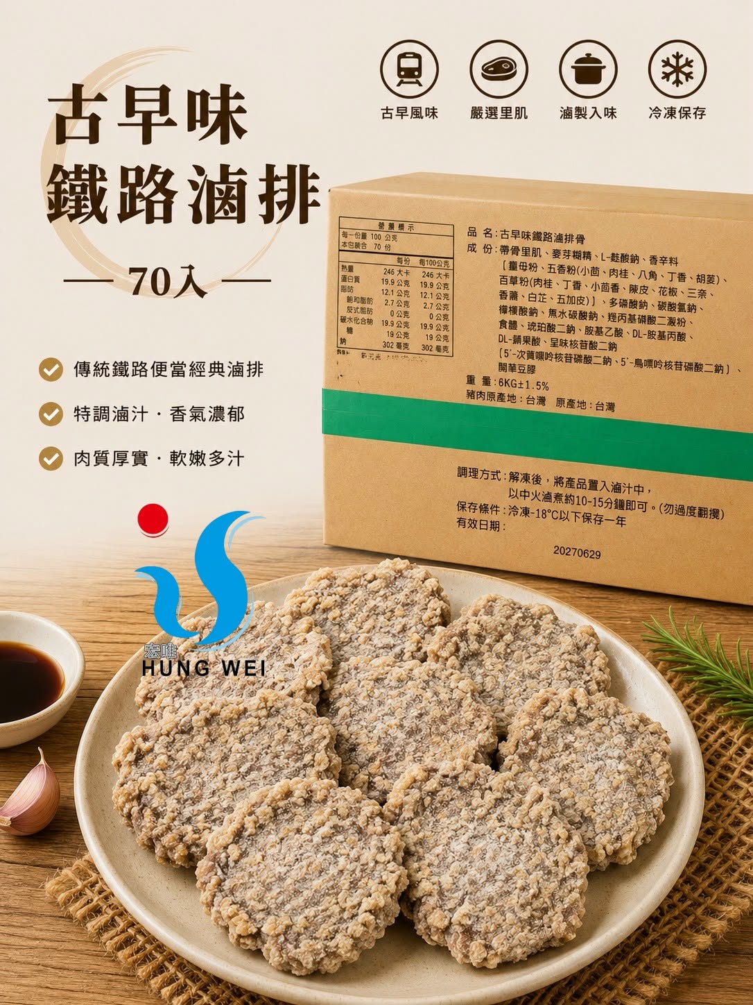 古早味鐵路滷排產品與外箱包裝