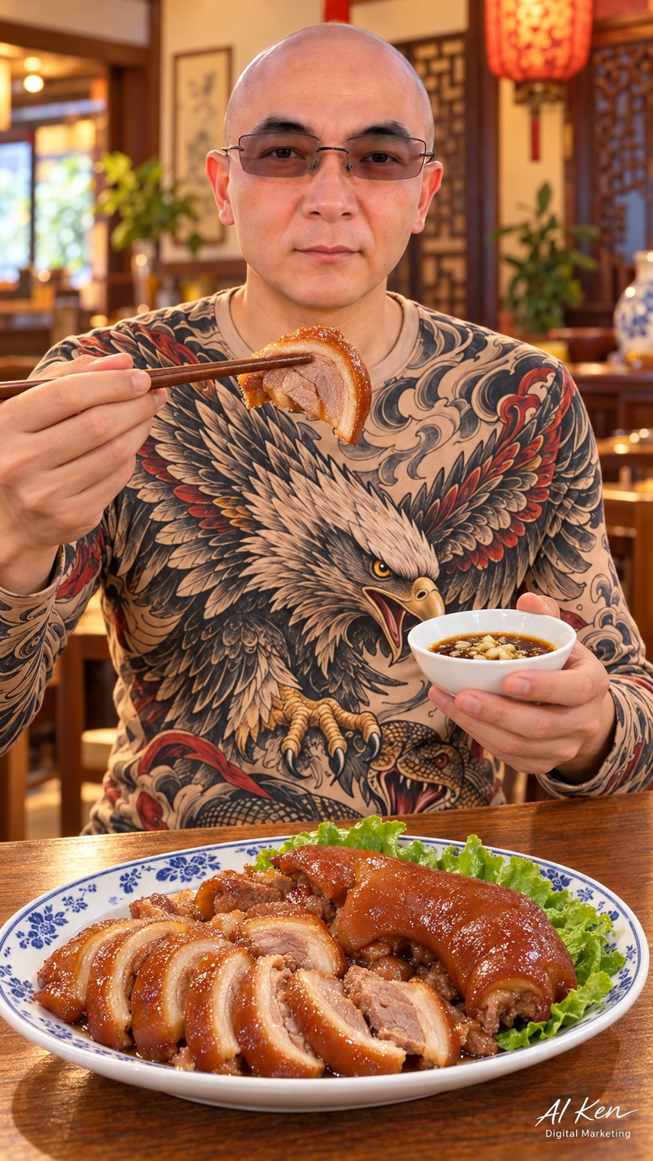 Wanluan braised pork trotters from Pingtung, Taiwan, with glossy pork skin and dipping sauce