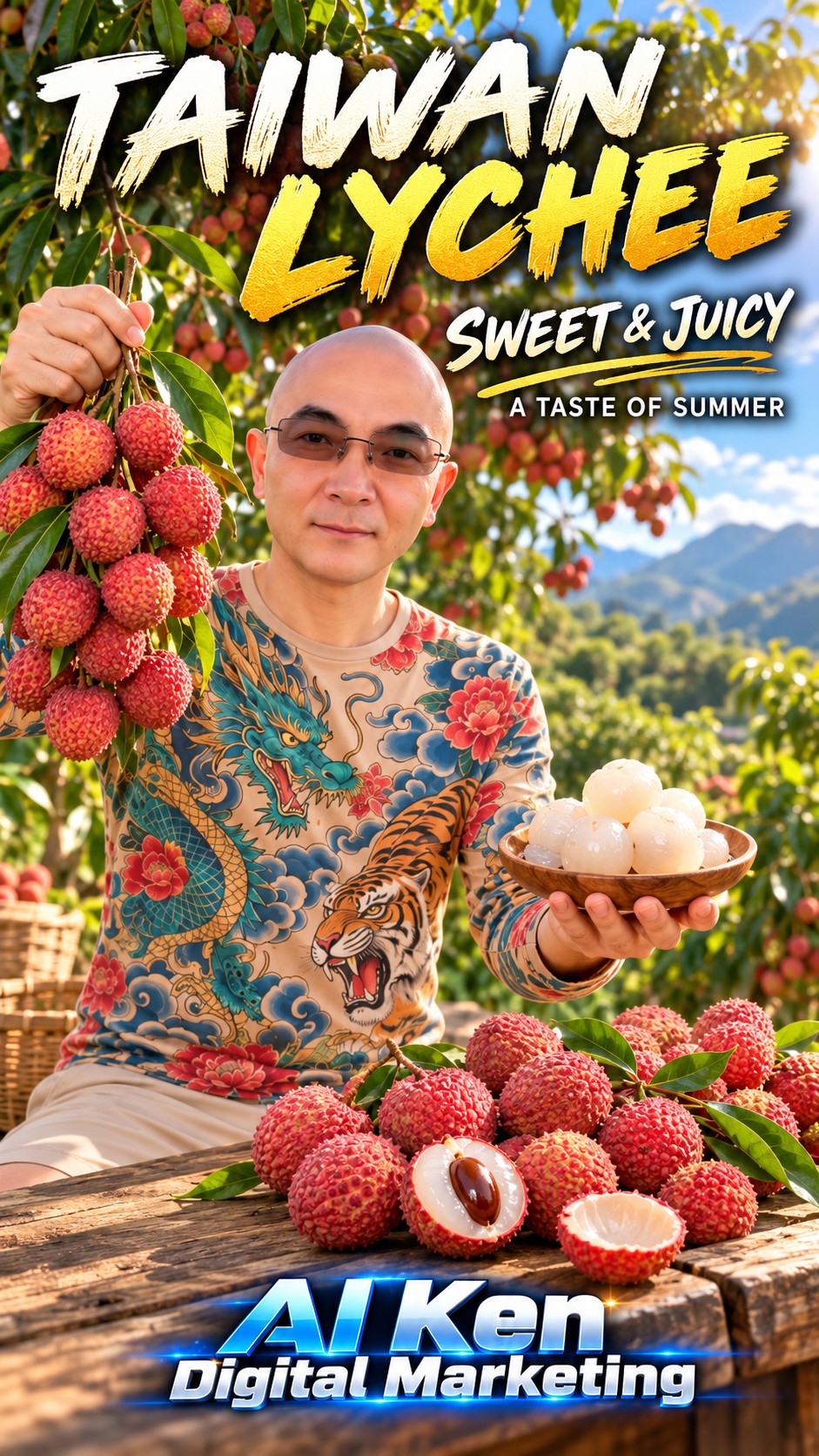 Taiwan Lychee summer fruit presentation by AI Ken Digital Marketing